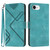 iPhone 16e Line Pattern Skin Feel Leather Phone Case - Light Blue