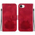 iPhone 16e Lotus Embossed Leather Phone Case - Red