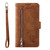 iPhone 16e Nine Card Zipper Bag Leather Phone Case with Lanyard - Brown