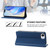 iPhone 16e RC01 Dual-Folded Magnetic Suction RFID Leather Phone Case - Dark Blue