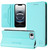 iPhone 16e RC01 Dual-Folded Magnetic Suction RFID Leather Phone Case - Mint Green