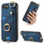 iPhone 16e Retro Skin-feel Ring Card Bag Phone Case with Hang Loop - Blue