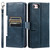 iPhone 16e Simple 6-Card Wallet Leather Phone Case - Navy Blue