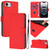 iPhone 16e Skin Feel Solid Color Leather Phone Case with Lanyard - Red