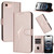 iPhone 16e Triangle Pattern Buckle Clasp Leather Phone Case - Rose Gold