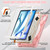 iPad Air 13 2024 / Air 13 2025 Rotatable Holder Silicone Hybrid PC Tablet Case with Shoulder Strap - Cherry Blossom Pink