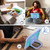 iPad Air 13 2025 / 2024 Contrast Color Robot Silicone Hybrid PC Tablet Case - Purple Mint Green