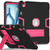 iPad Air 13 2025 / 2024 Contrast Color Silicone Acrylic PC Tablet Case with Holder - Black Rose Red
