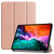 iPad Air 13 2024 / Pro 12.9 2022 Custer Texture 3-folding Smart Leather Tablet Case - Rose Gold