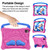 iPad Air 11 2024 / 2025 Boxing Series Kickstand EVA Shockproof Tablet Case with Shoulder Strap - Rose Red Blue