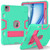 iPad Air 11 2025 / 2024 Contrast Color Silicone Acrylic PC Tablet Case with Holder - Mint Green Rose Red