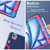 iPad Air 11 2025 / 2024 Contrast Color Silicone Acrylic PC Tablet Case with Holder - Navy Blue Rose Red