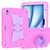 iPad Air 11 2025 / 2024 Kickstand PC Hybrid Silicone Tablet Case with Strap - Pink Purple