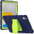 iPad 2025 / 2022 3-Layer Protection Screen Frame + PC + Silicone Tablet Case - Navy Blue+Lime