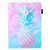 iPad 2025 / 2022 Colored Drawing Leather Smart Tablet Case - Blue Pink Pineapple