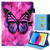 iPad 2025 / 2022 Colored Drawing Leather Smart Tablet Case - Red Flower Pink Butterfly iPad 2025 / 2022 Colored Drawing Leather Smart Tablet Case - Red Flower Pink Butterfly