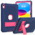 iPad 2025 / 2022 Contrast Color Robot Silicone + PC Tablet Cas - Navy Blue+Rose Red