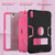 iPad 2025 / 2022 Contrast Color Silicone + PC Tablet Case with Holder - Black Rose Red