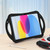 iPad 2025 / 2022 Cute Cat King Kids Shockproof Silicone Tablet Case - Black Red