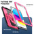iPad 2025 / 2022 Honeycomb Hand Grip Turntable Stand Tablet Case - Rose Red