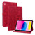 iPad 2025 / 2022 Lily Embossed Leather Smart Tablet Case - Red