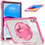 iPad 2025 / 2022 Rotation Grip Holder TPU Hybrid Clear PC Tablet Case - Red Rose