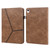 iPad 2025 / 2022 Solid Color Embossed Striped Leather Tablet Case - Brown