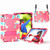 iPad 2025 / 2022 Spider Texture Silicone Hybrid PC Tablet Case with Shoulder Strap - Camouflage + Rose Red