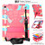 iPad 2025 / 2022 Spider Texture Silicone Hybrid PC Tablet Case with Shoulder Strap - Camouflage + Rose Red
