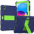 iPad 2025 / 2022 Two-Color Robot Shockproof Silicone + PC Protective Tablet Case - Navy Blue + Yellow Green