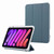 iPad mini 7 (2024) / mini 6 (2021) Carbon Fiber Clear Acrylic 3-Fold Leather Tablet Case - Blue