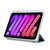 iPad mini 7 (2024) / mini 6 (2021) Carbon Fiber Clear Acrylic 3-Fold Leather Tablet Case - Blue