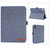 iPad mini 7 (2024) / mini 6 (2021) Cloth Teature Leather Tablet Case with Holder & Card Slot - Blue