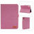 iPad mini 7 (2024) / mini 6 (2021) Cloth Teature Leather Tablet Case with Holder & Card Slot - Rose Red