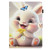 iPad mini 7 (2024) / mini 6 (2021) Coloured Drawing Stitching Smart Leather Tablet Case - Rabbit