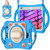 iPad mini 7 (2024) / mini 6 (2021) Cute Cat King Kids Shockproof Silicone Tablet Case with Holder & Shoulder Strap & Handle - Light Blue
