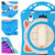 iPad mini 7 (2024) / mini 6 (2021) Cute Cat King Kids Shockproof Silicone Tablet Case with Holder & Shoulder Strap & Handle - Light Blue