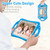 iPad mini 7 (2024) / mini 6 (2021) Cute Cat King Kids Shockproof Silicone Tablet Case with Holder & Shoulder Strap & Handle - Light Blue