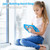 iPad mini 7 (2024) / mini 6 (2021) Cute Cat King Kids Shockproof Silicone Tablet Case with Holder & Shoulder Strap & Handle - Light Blue
