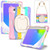 iPad mini 7 (2024) / mini 6 (2021) Heavy Duty Silicone Hybrid PC Tablet Case with Holder & Shoulder Strap - Colorful Pink