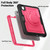 iPad mini 7 (2024) / mini 6 (2021) Honeycomb Hybrid Tablet Case with Handle Holder & Strap - Rose Red