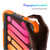 iPad mini 7 (2024) / mini 6 (2021) Shockproof Silicone + PC Protective Tablet Case with Holder & Shoulder Strap & Pen Slot - Black + Orange