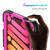 iPad mini 7 (2024) / mini 6 (2021) Shockproof Silicone + PC Protective Tablet Case with Holder & Shoulder Strap & Pen Slot - Rose Red + Black