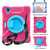 iPad mini 7 (2024) / mini 6 (2021) Silicone + PC Tablet Case with Strap & Holder & Pen Slot - Rose Red + Blue