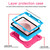iPad mini 7 (2024) / mini 6 (2021) Silicone + PC Tablet Case with Strap & Holder & Pen Slot - Rose Red + Blue