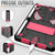 iPad mini 7 (2024) / mini 6 (2021) Spider Texture Silicone Hybrid PC Tablet Case with Shoulder Strap - Black + Rose Red