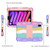 iPad mini 7 (2024) / mini 6 (2021) Two-Color Robot Shockproof Silicone + PC Protective Tablet Case with Holder & Pen Slot - Colorful + Rose Gold