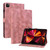 iPad Pro 12.9 2022 / 2021 / 2020 Lily Embossed Leather Smart Tablet Case - Pink iPad Pro 12.9 2022 / 2021 / 2020 Lily Embossed Leather Smart Tablet Case - Pink