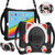 Cute Cat King Kids Shockproof Silicone Tablet Case with Holder & Shoulder Strap & Handle iPad 10.2 2021 / 2020 / 2019 / Pro 10.5 / Air 10.5 - Black Red