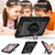 iPad 10.2 2021 / 2020 / 2019 360 Degree Rotation Contrast Color Shockproof Silicone + PC Case with Holder & Hand Grip Strap & Shoulder Strap  - Black